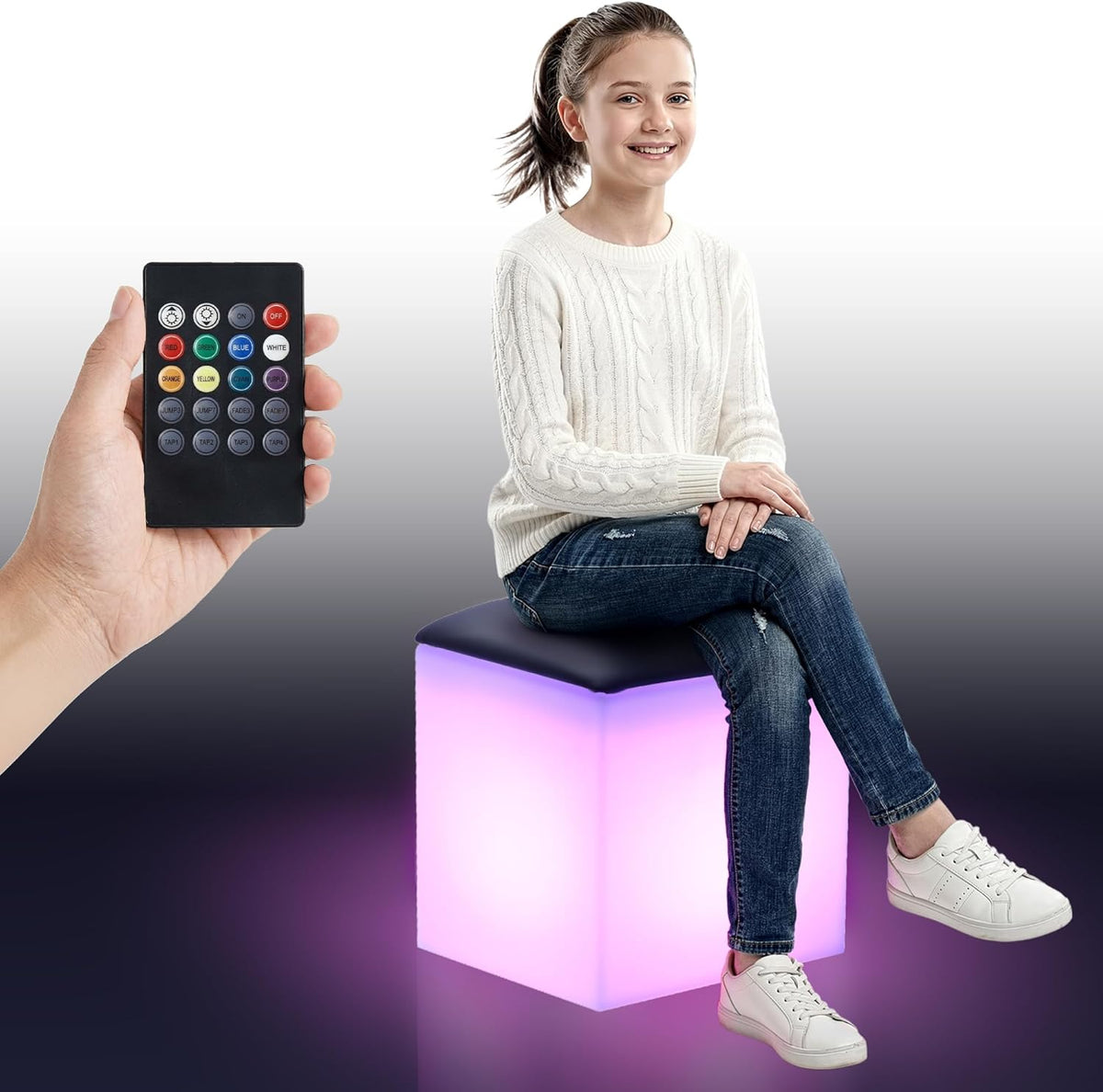 LED light-up cube seat and table, view 8