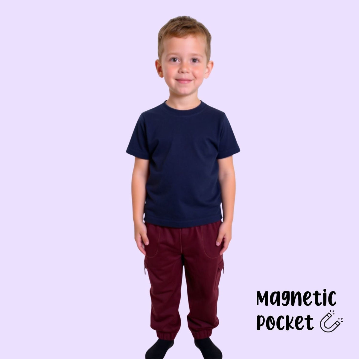 Kids sensory friendly fidget jogger with magnetic pockets