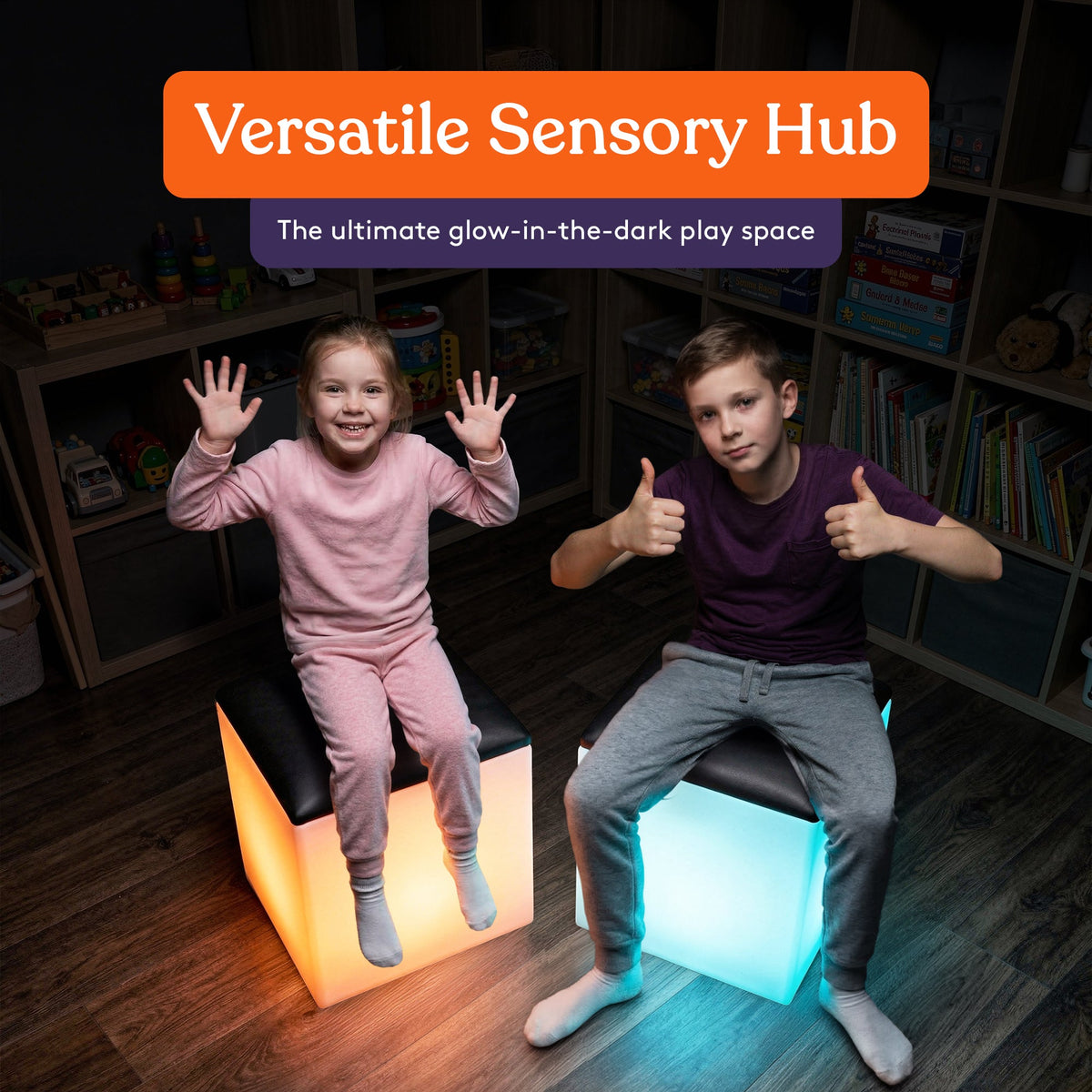 LED light-up cube seat and table, view 2