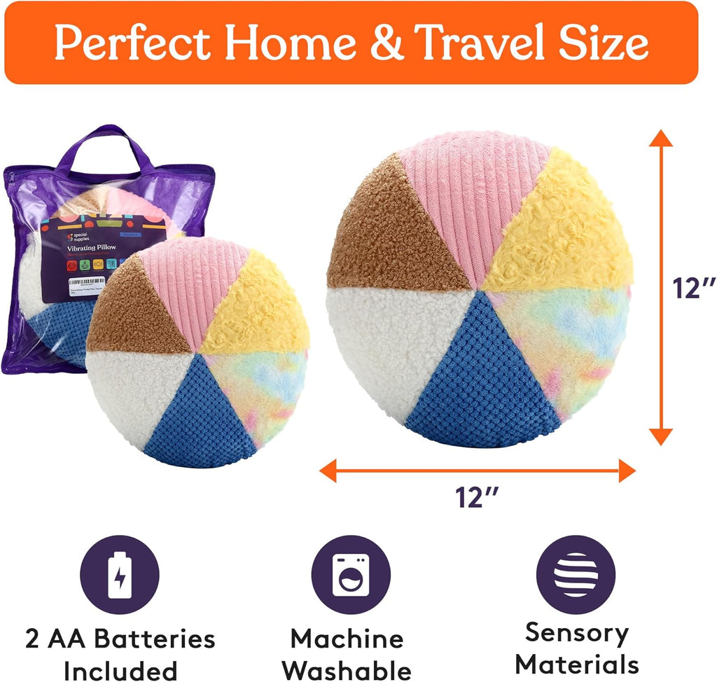 Round minky vibrating sensory pillow, view 2