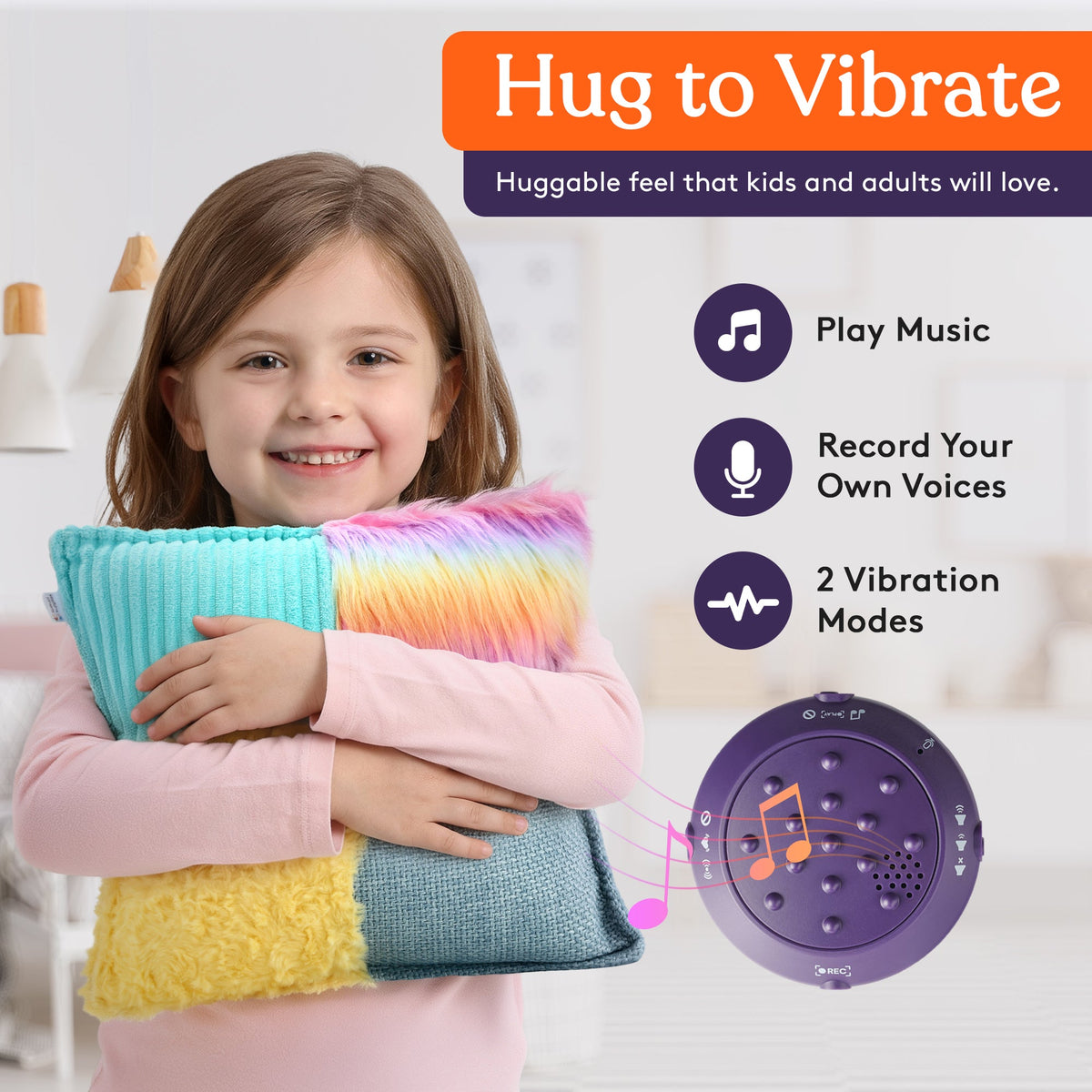 Multi-textured vibrating sensory pillow, view 3