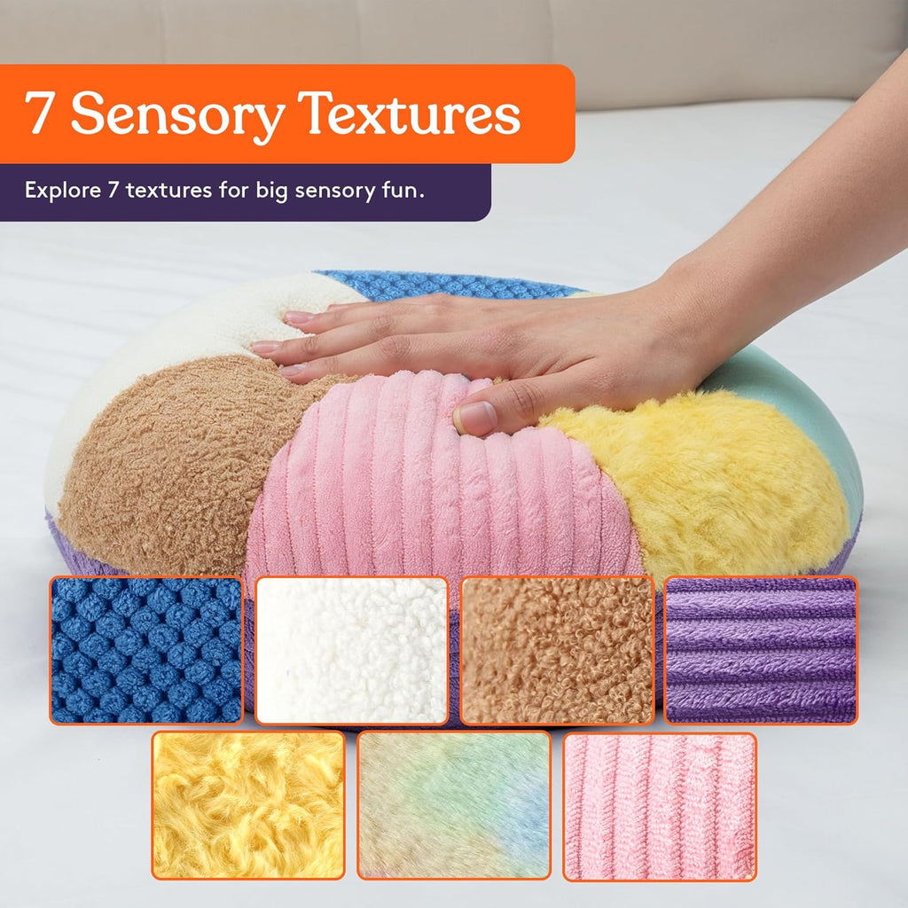 Round minky vibrating sensory pillow, view 4