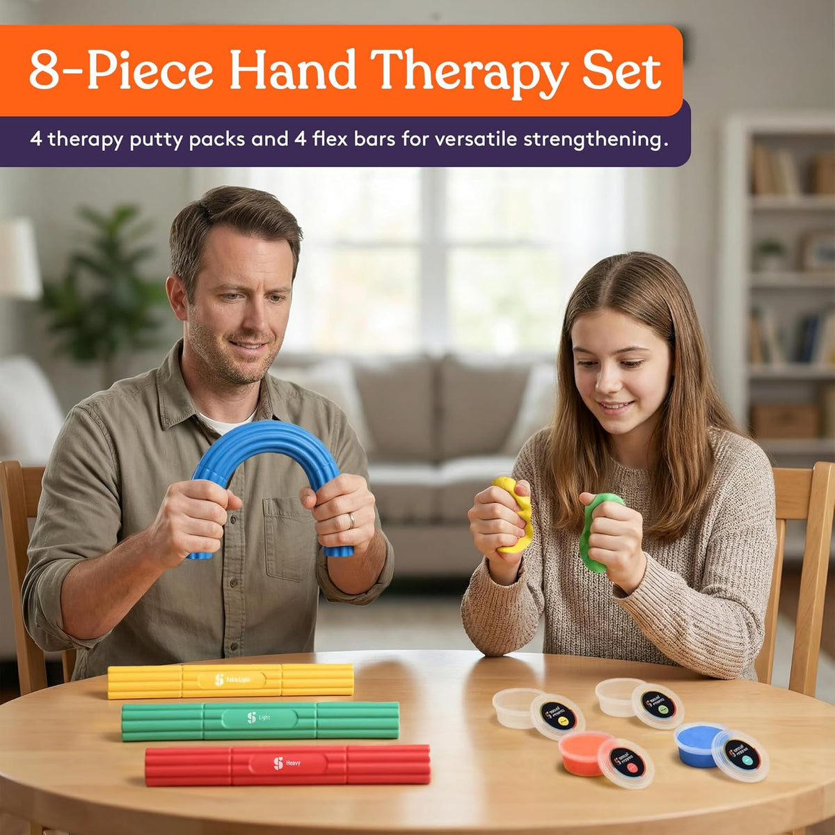 Hand therapy putty and flex bar kit, view 6