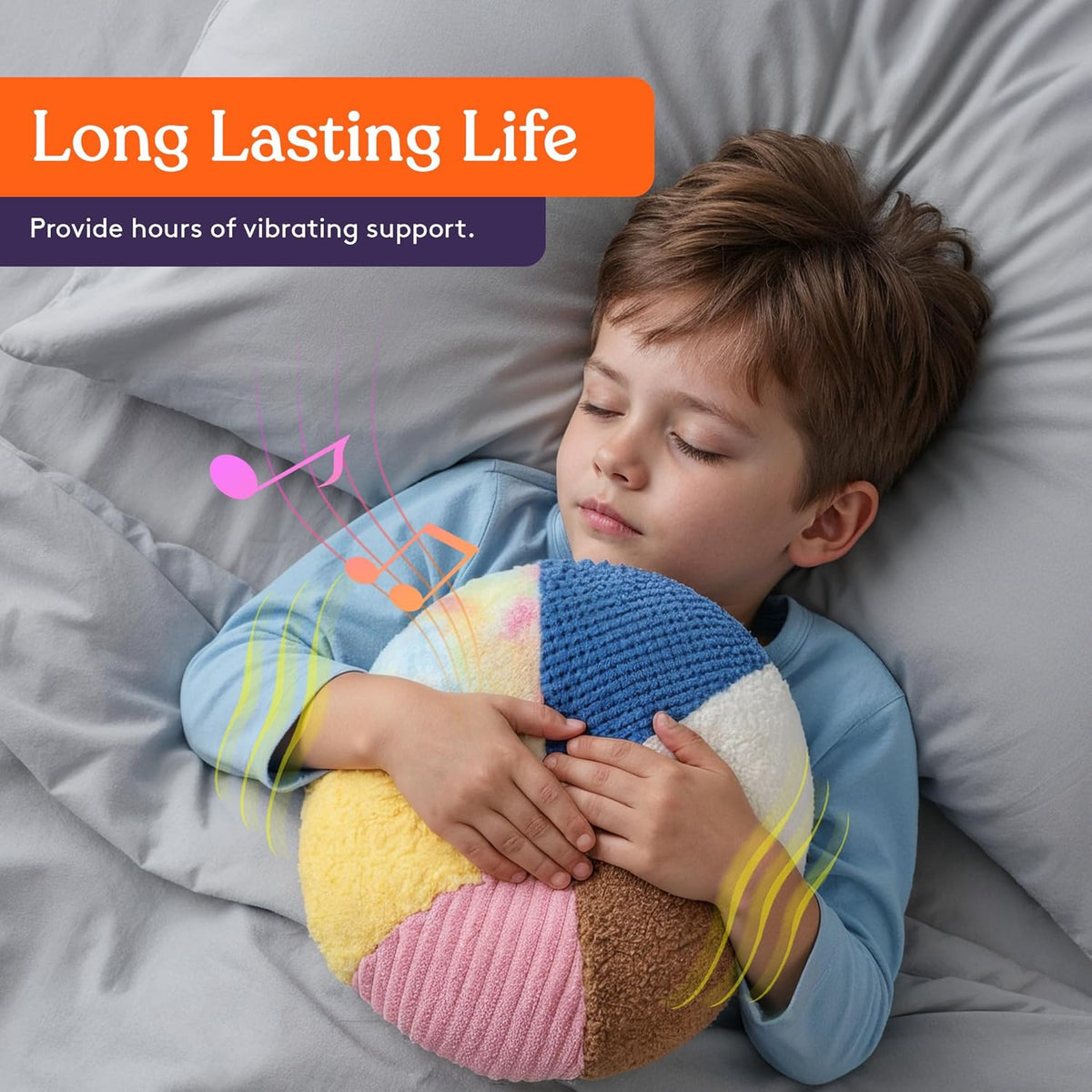 Round minky vibrating sensory pillow, view 5