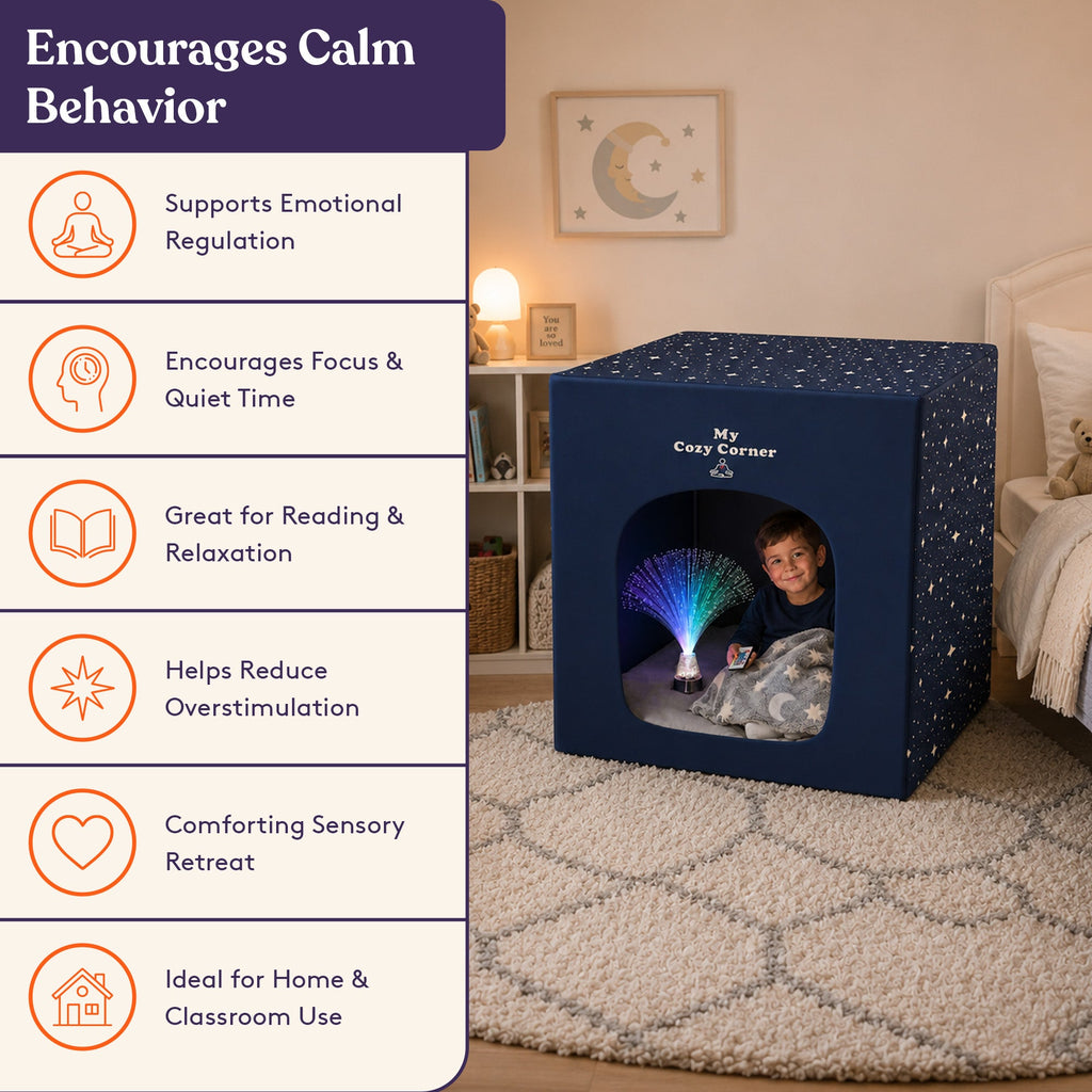 Blackout sensory tent benefits graphic