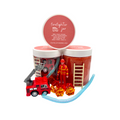 Firetruck playdough sensory kit with firefighter play pieces