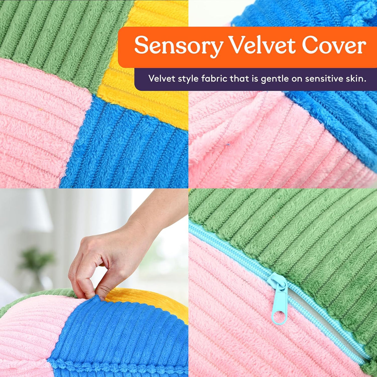 Ribbed square vibrating sensory pillow, view 7
