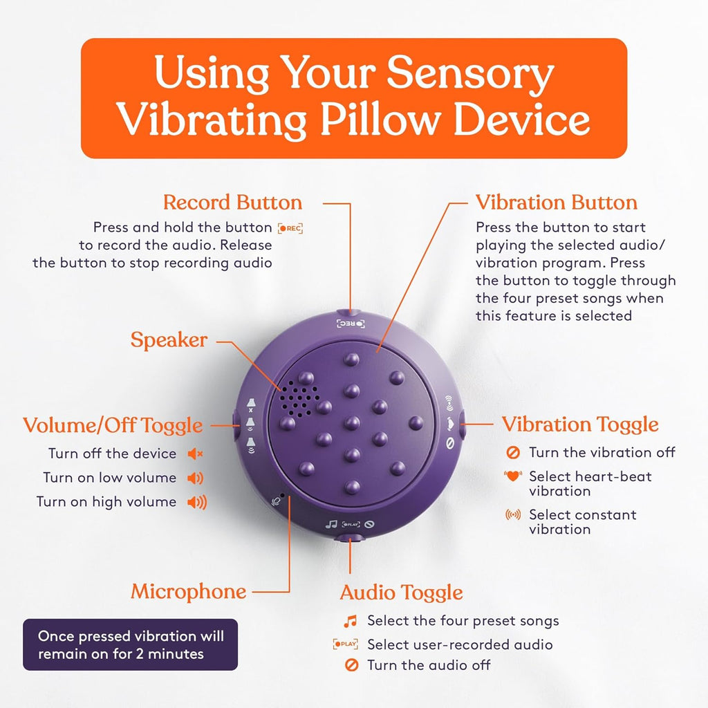 Round minky vibrating sensory pillow, view 7