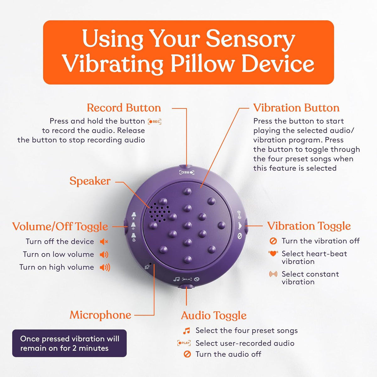Multi-textured vibrating sensory pillow, view 8
