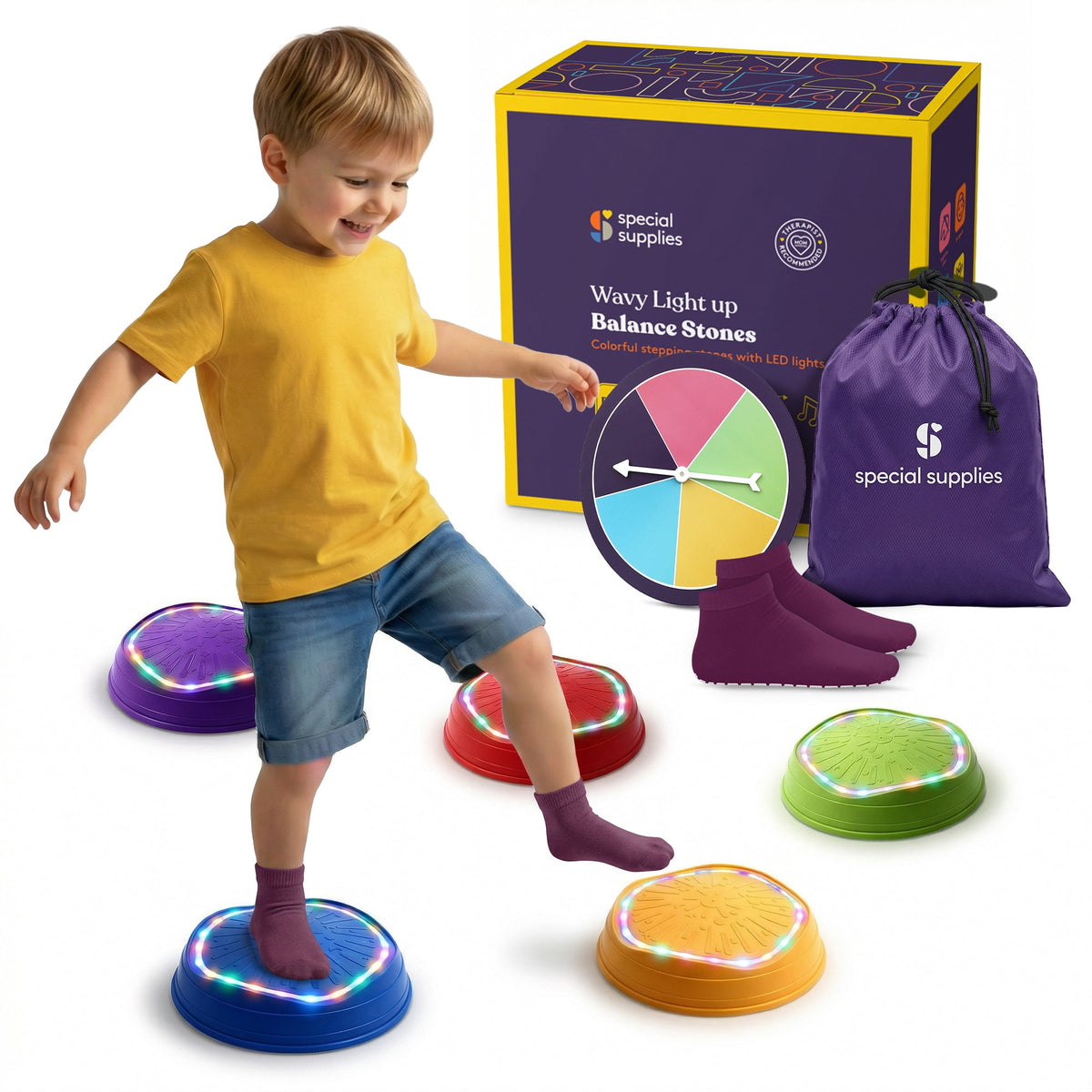 Set of 5 musical LED light-up stepping stones for kids