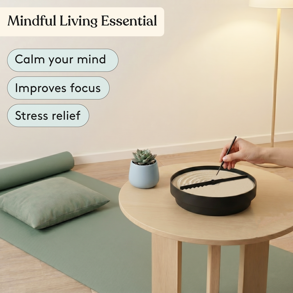 Zen garden sand spinner benefits graphic