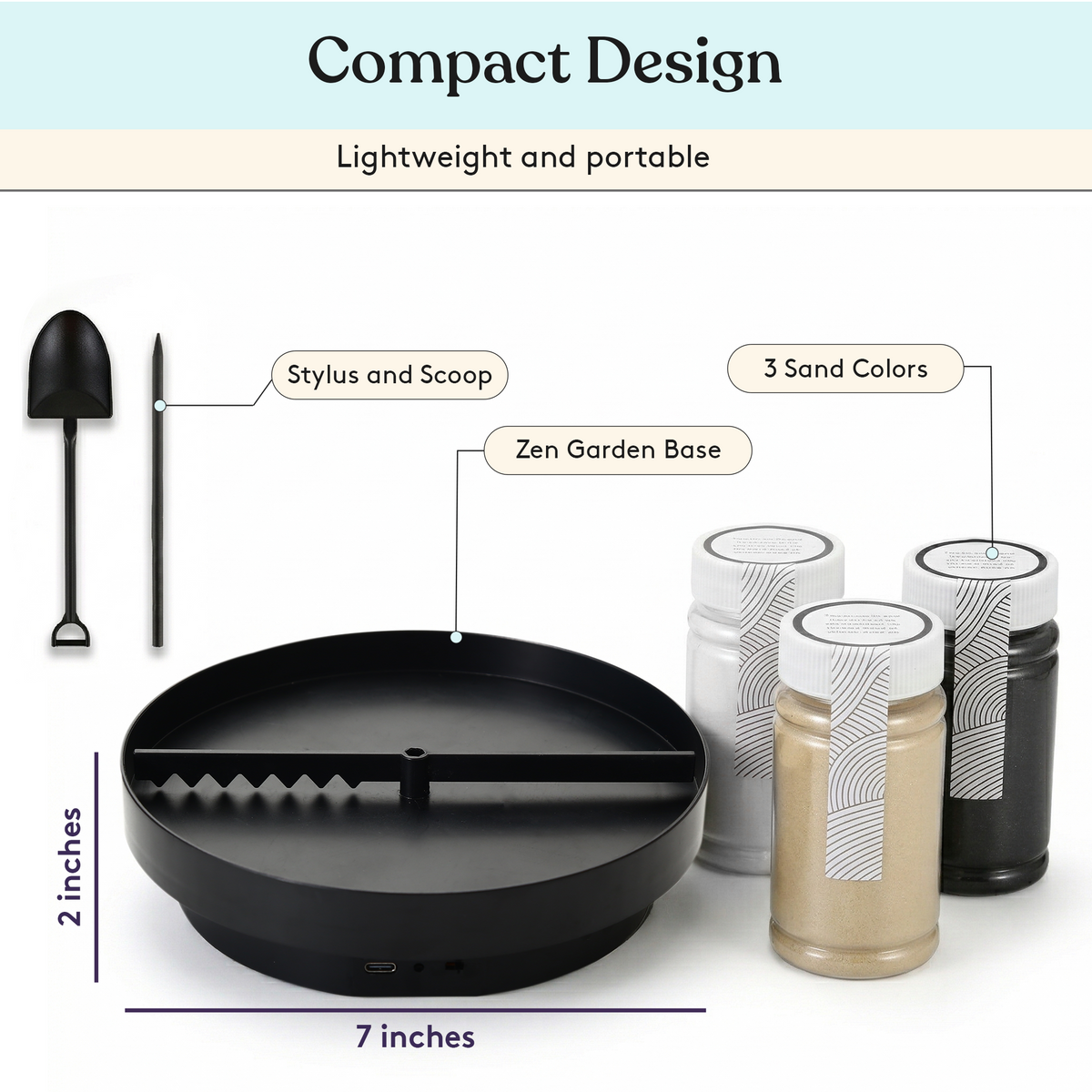 Zen garden sand spinner dimensions
