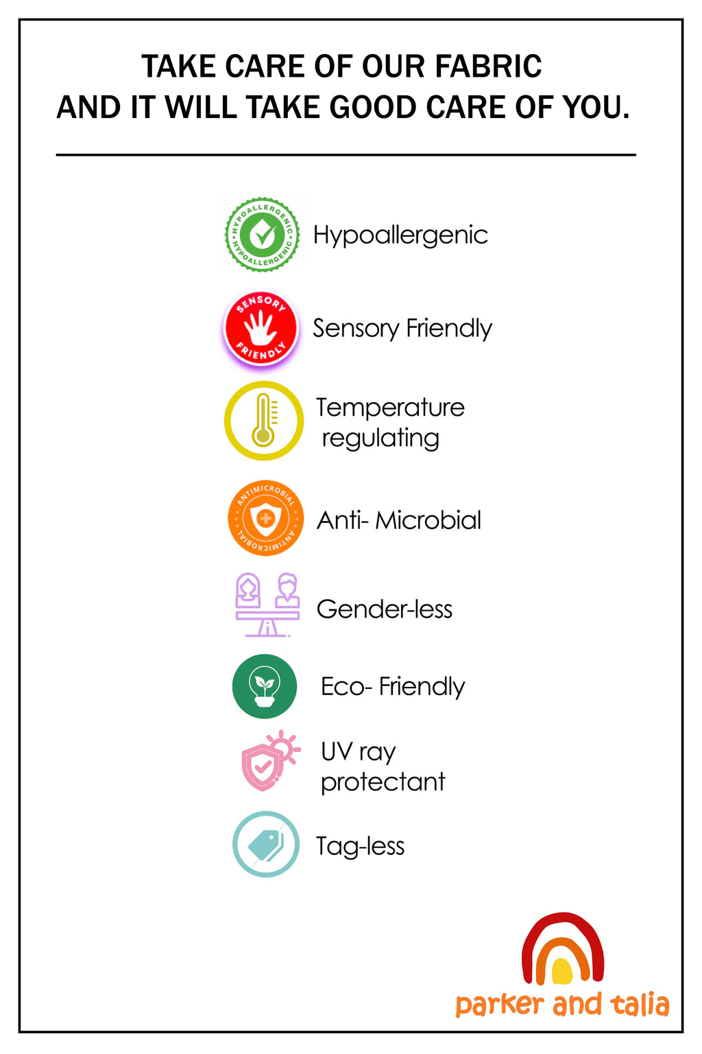 Everyday sensory friendly jogger fabric and care details
