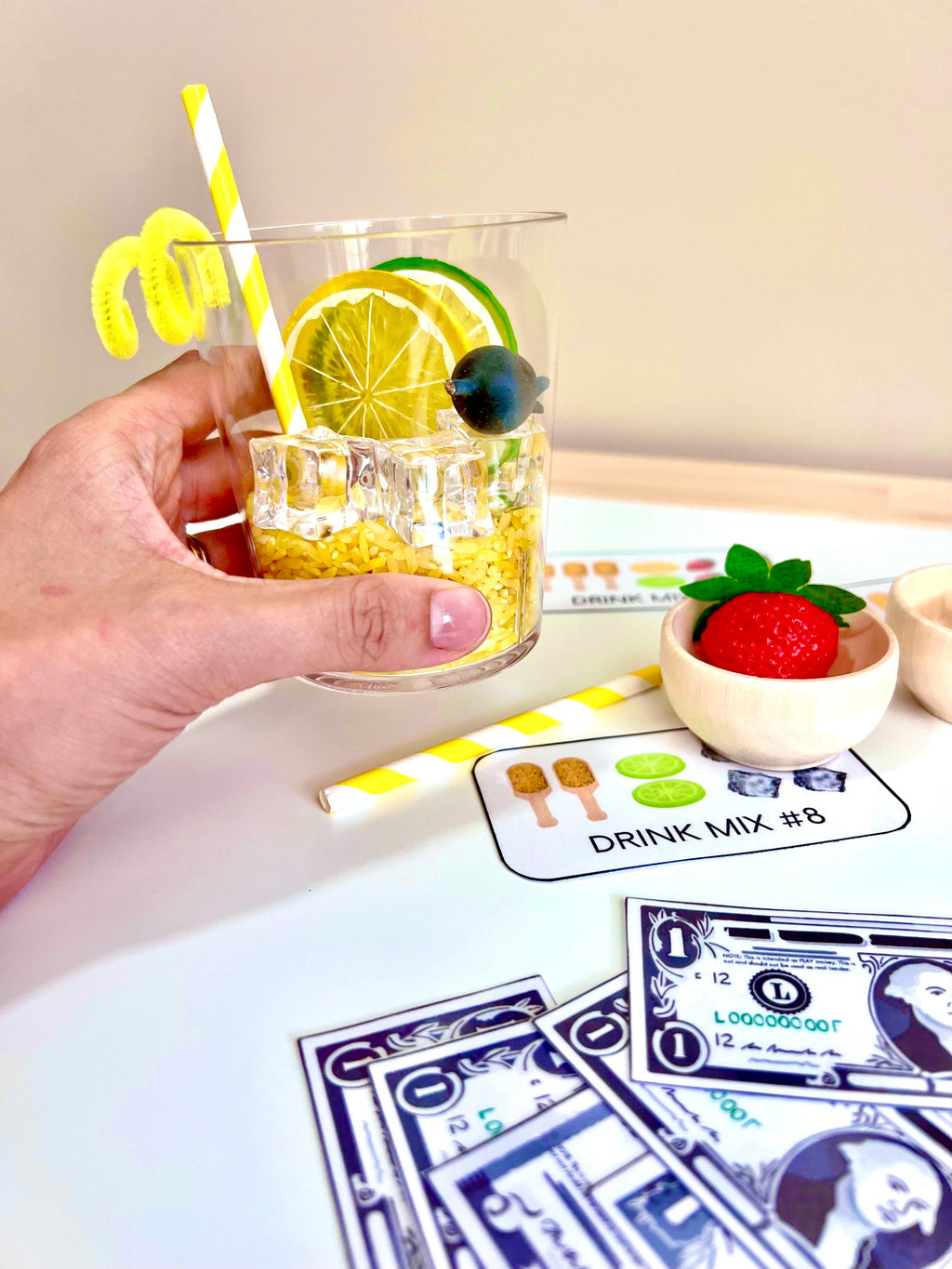 Lemonade stand sensory bin kit, view 2