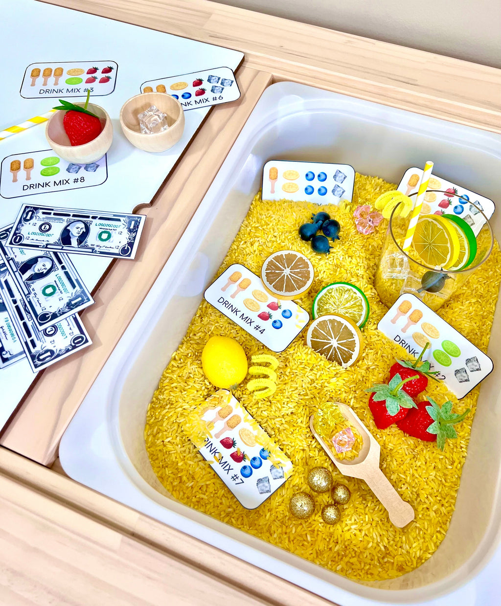 Lemonade stand sensory bin kit, view 3