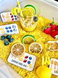 Lemonade stand sensory bin learning kit