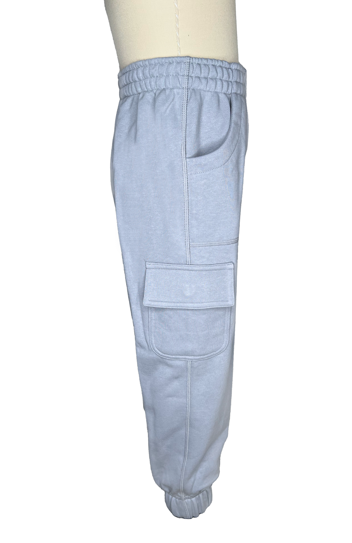 Kids sensory friendly fidget jogger in gray, side view