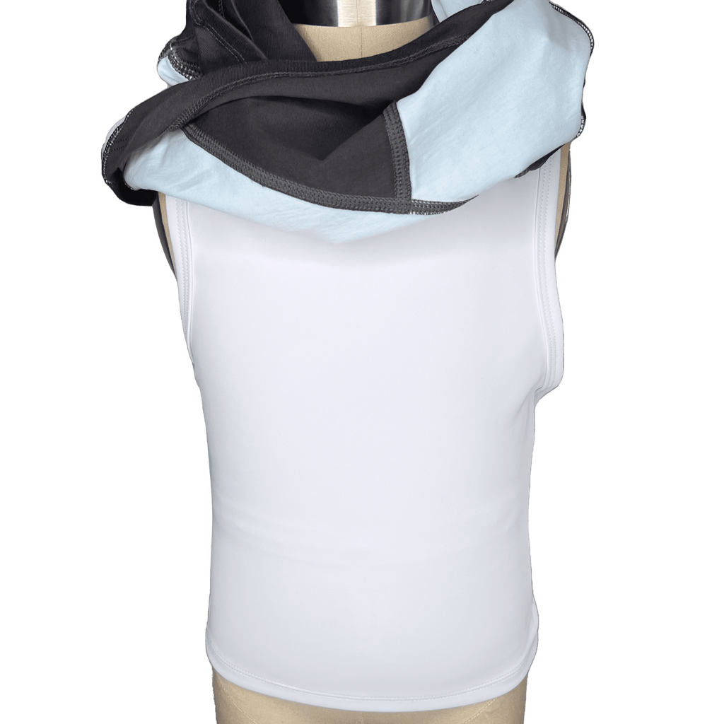 Kids sensory compression t-shirt in gray and mint, front view