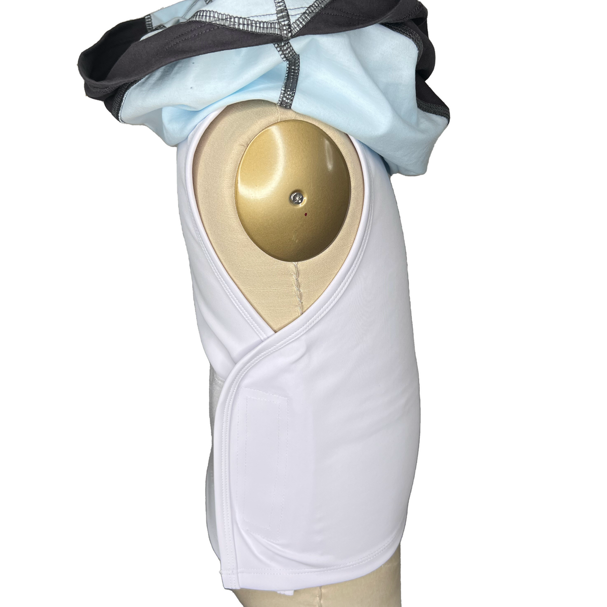 Kids sensory compression t-shirt in gray and mint, side view