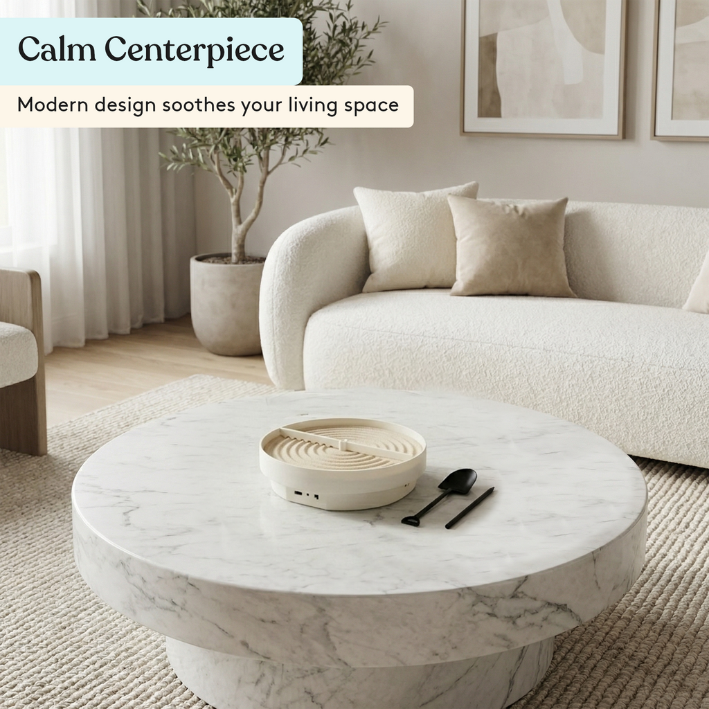 Zen garden sand spinner in a living room, view 16