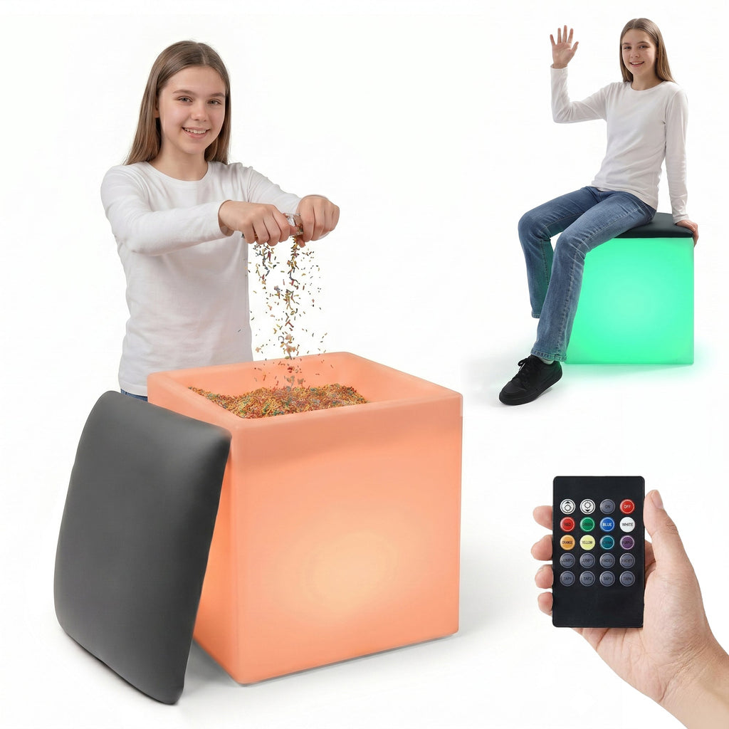 Color-changing LED light-up cube seat and table