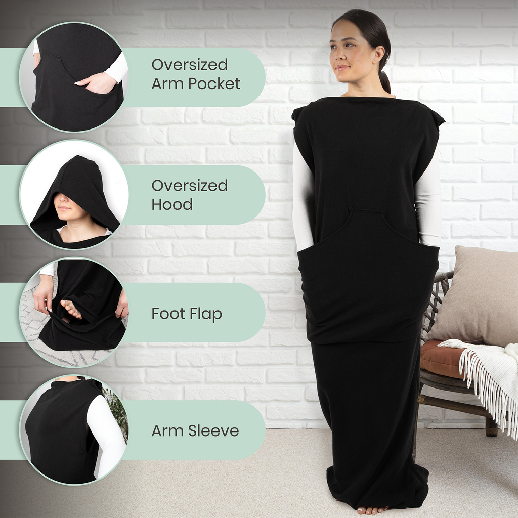 Wearable compression blanket hoodie, view 2