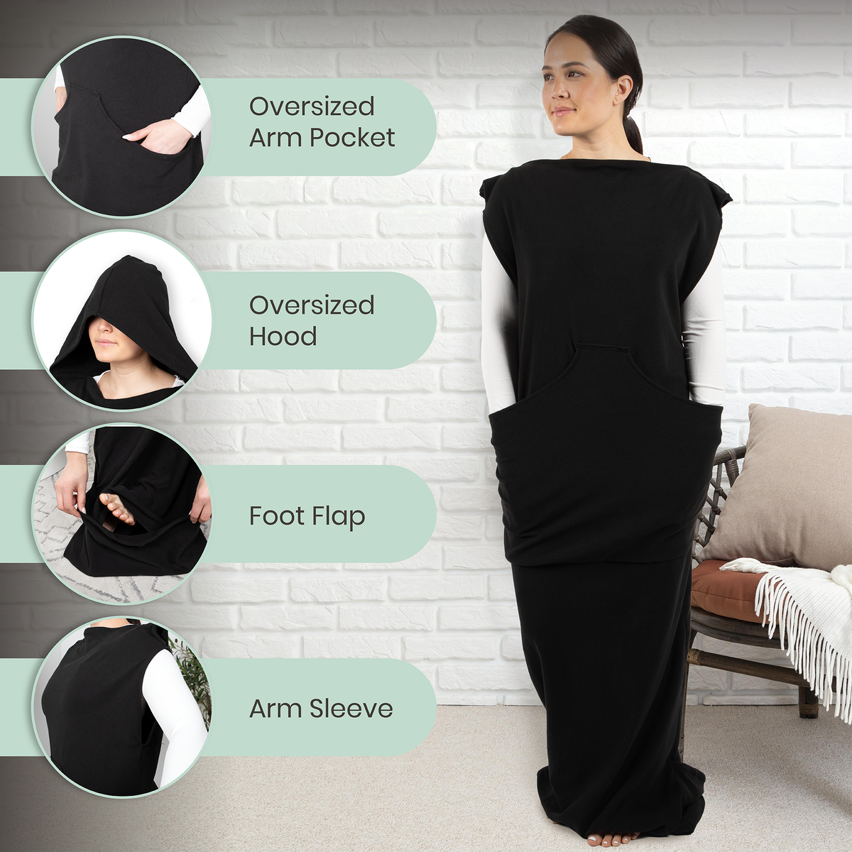 Wearable compression blanket hoodie, view 2