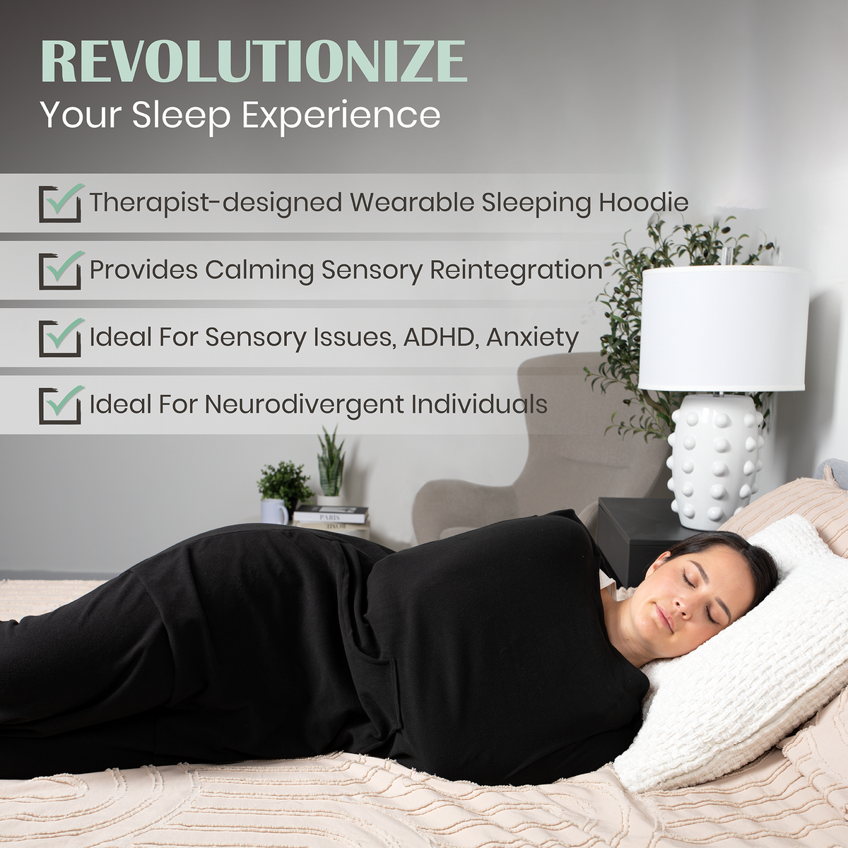 Wearable compression blanket hoodie, view 3