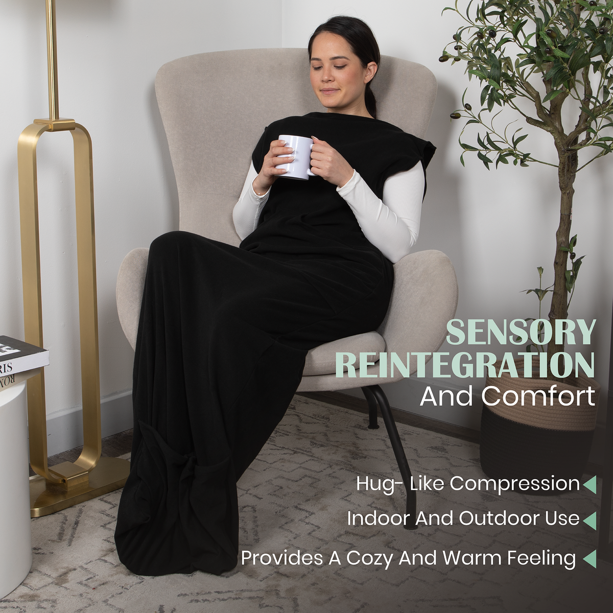 Wearable compression blanket hoodie, view 5