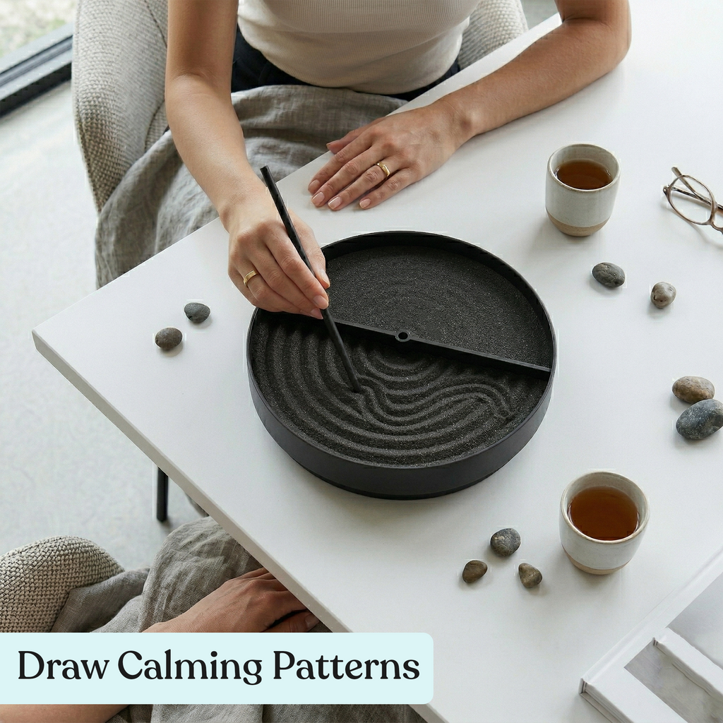 Raking patterns in the zen garden sand spinner
