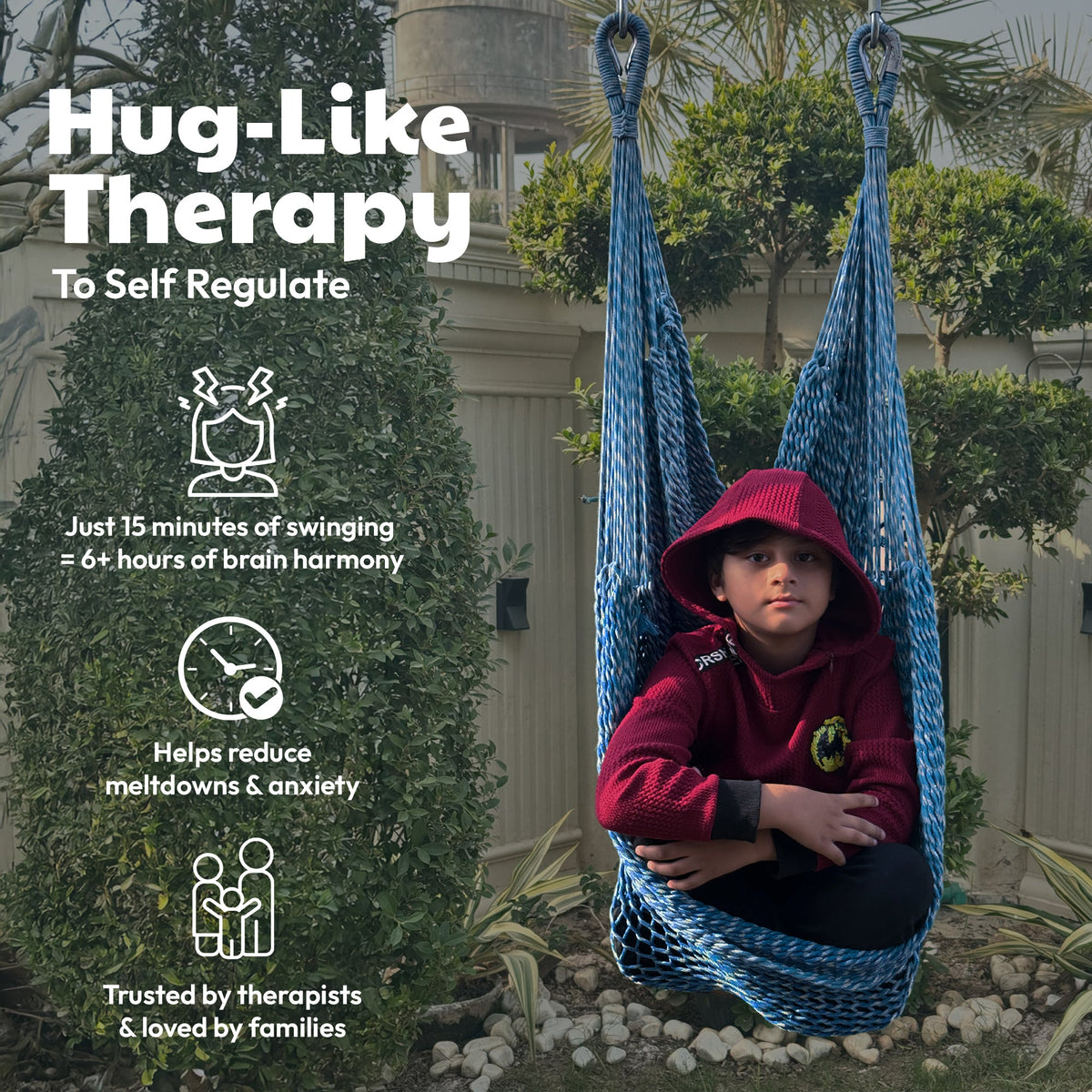 Therapist-designed outdoor sensory swing, view 2