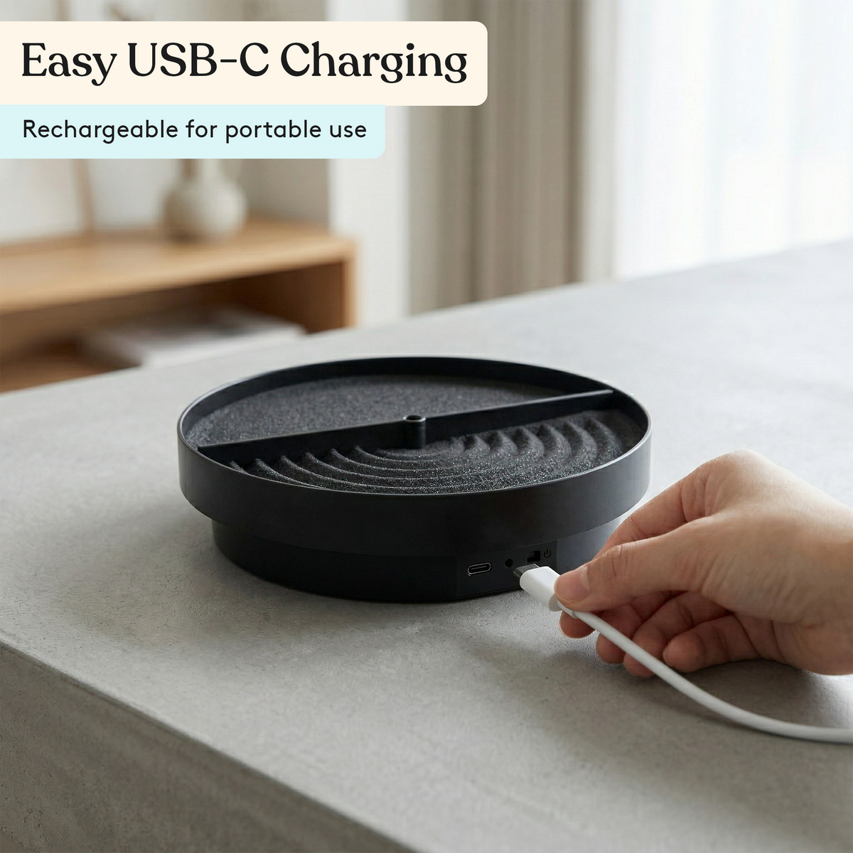Zen garden sand spinner USB-C charging