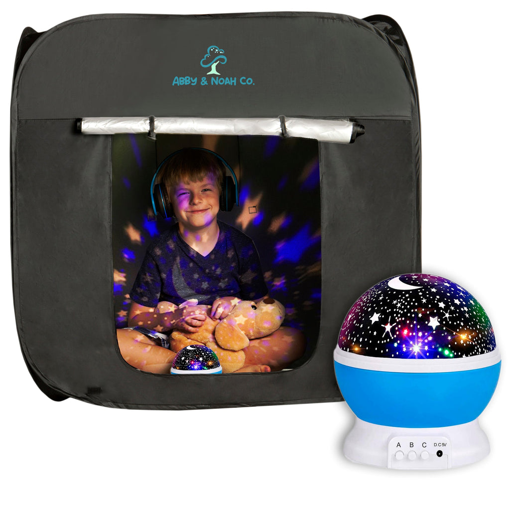 Sensory blackout tent for kids with galaxy light projector