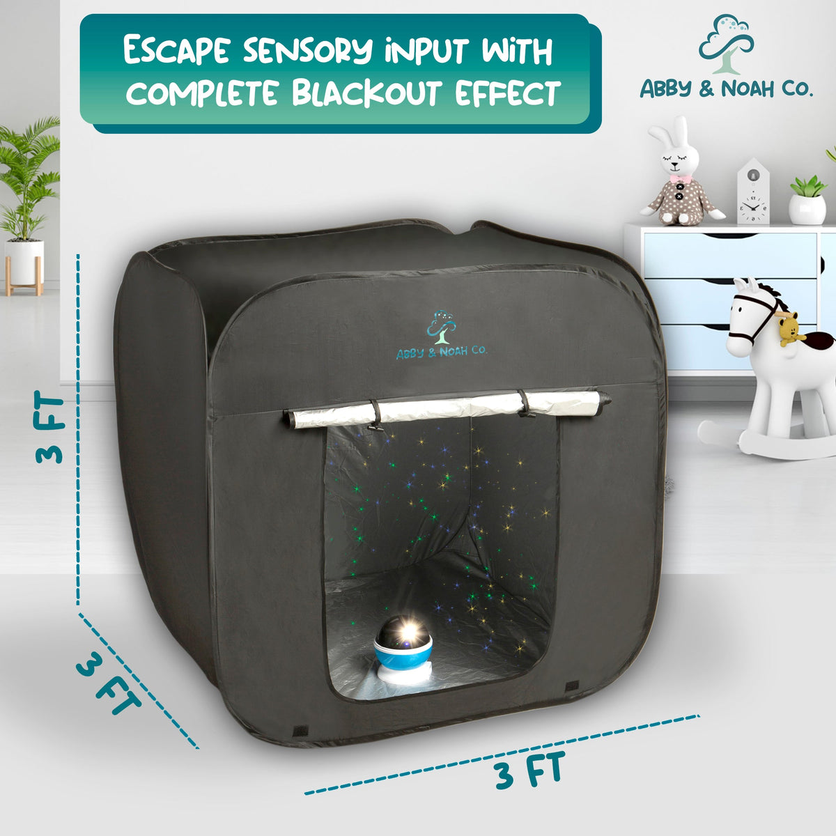 Sensory blackout tent with galaxy projector, view 7