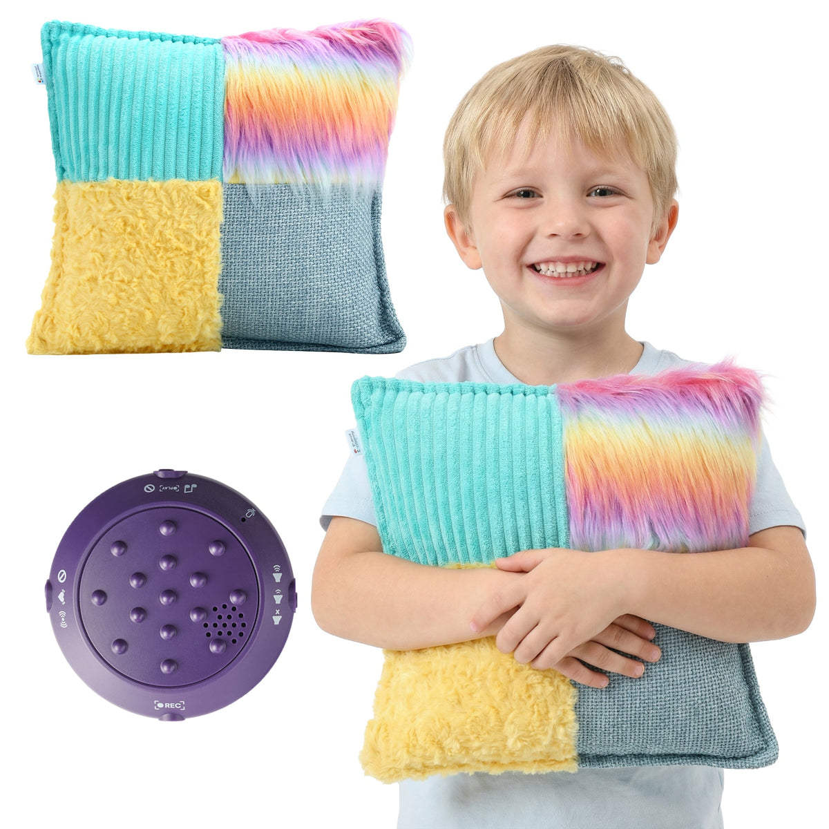 13-inch multi-textured vibrating sensory pillow with textured bumps