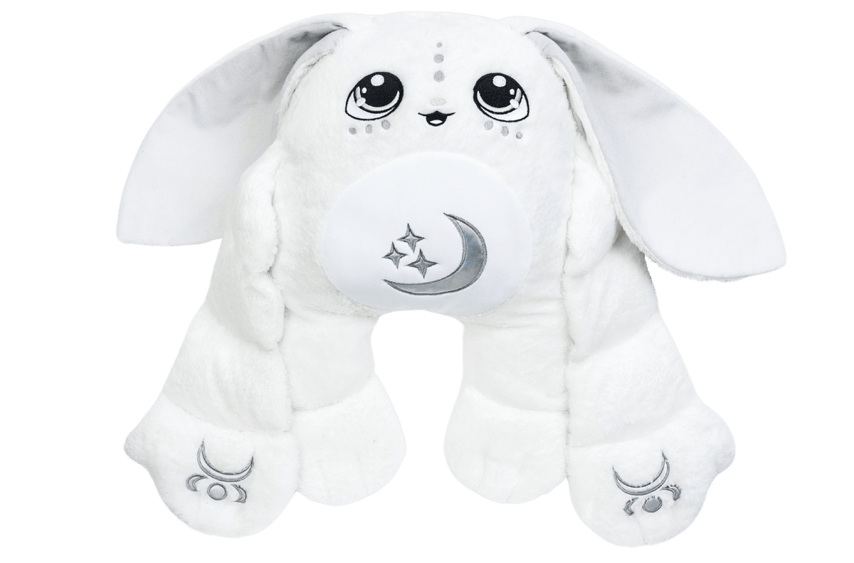 Snowball, a winter-white jumbo 5lb weighted Moon Pal plush