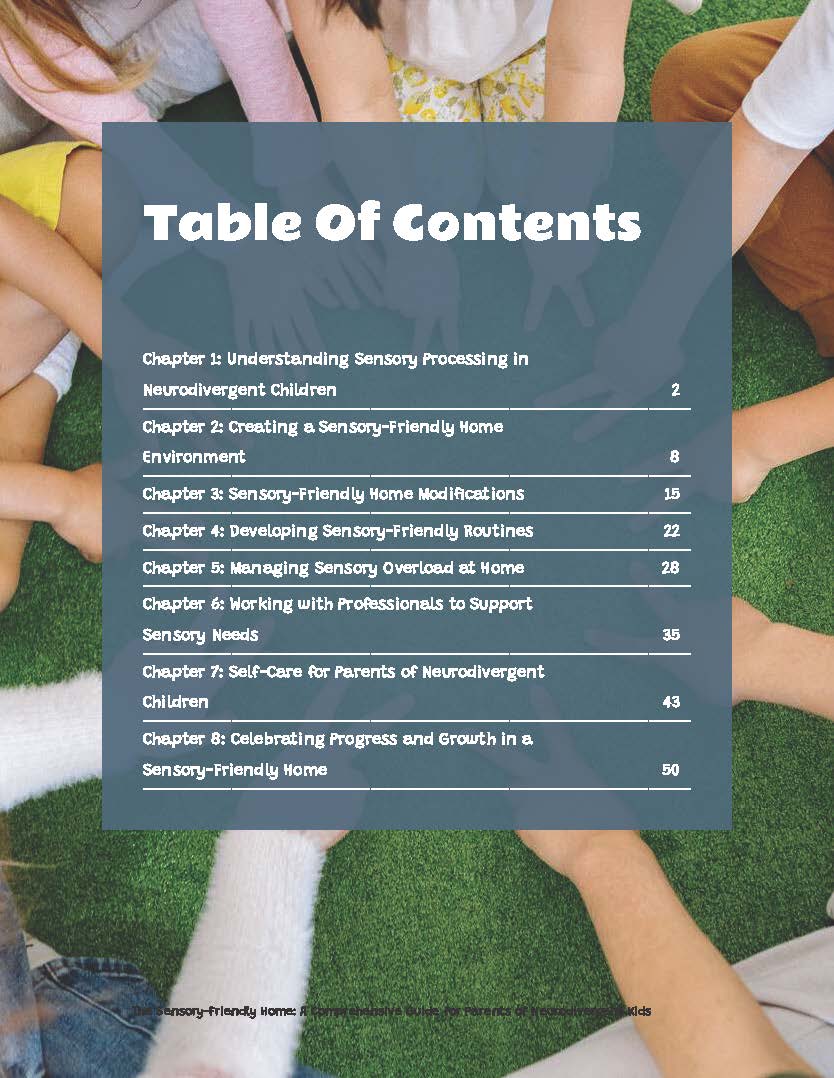 The Sensory-Friendly Home e-book, table of contents